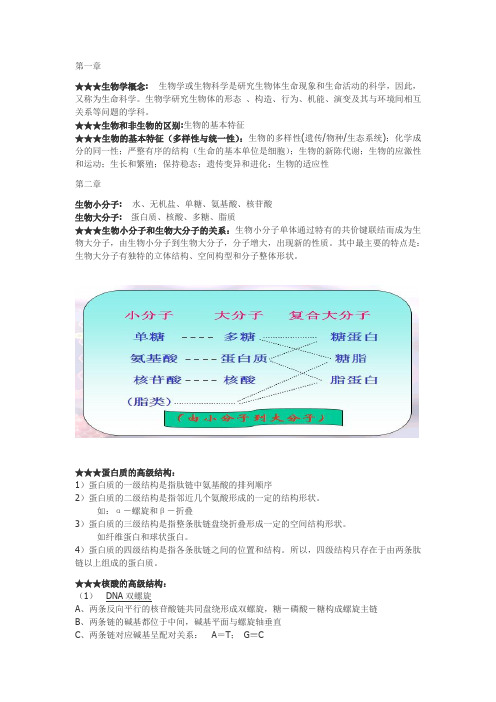 普通生物学复习资料