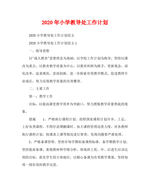 2020年小学教导处工作计划