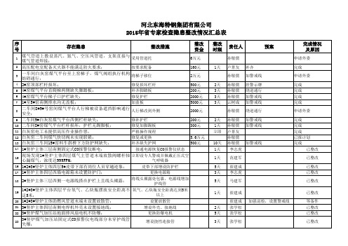 2015年省专家检查隐患整改情况统计表(公司)