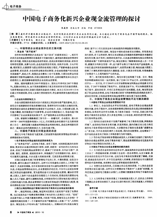 中国电子商务化新兴企业现金流管理的探讨