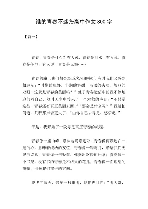 谁的青春不迷茫高中作文800字