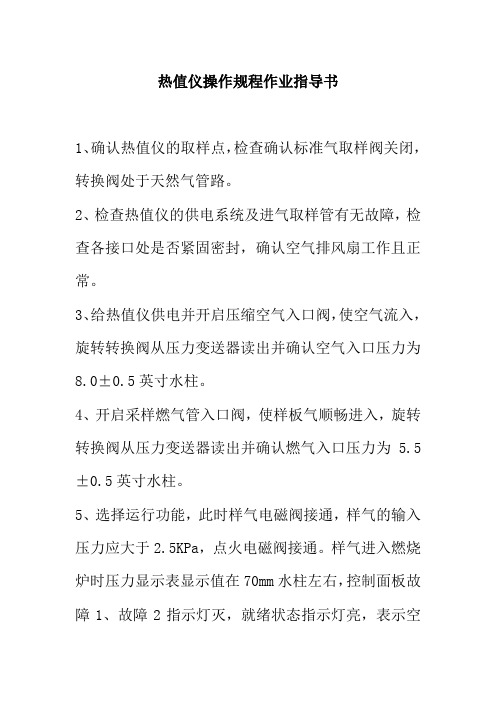 热值仪操作规程作业指导书