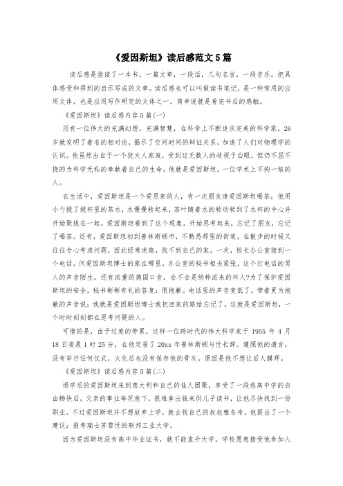 《爱因斯坦》读后感范文5篇