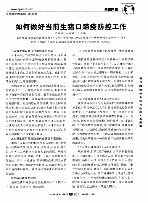 如何做好当前生猪口蹄疫防控工作