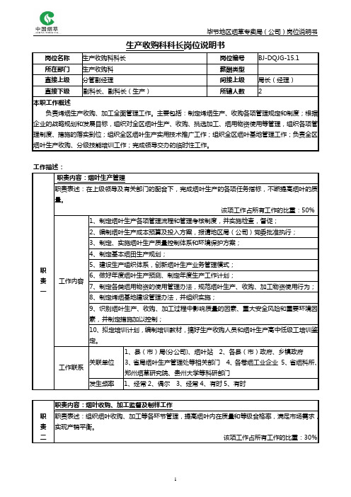科长岗位说明书范例(6)