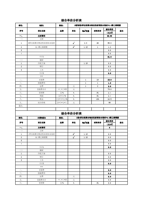 综合单价分析表