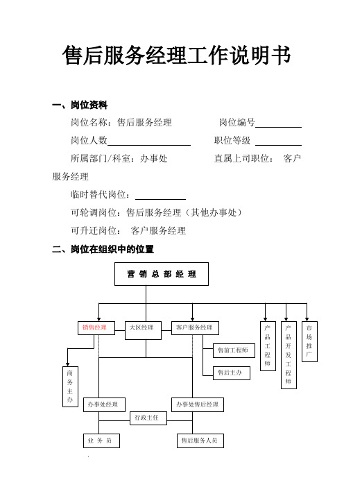 售后服务经理工作说明书(doc).doc