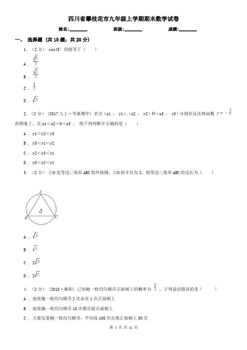 四川省攀枝花市九年级上学期期末数学试卷