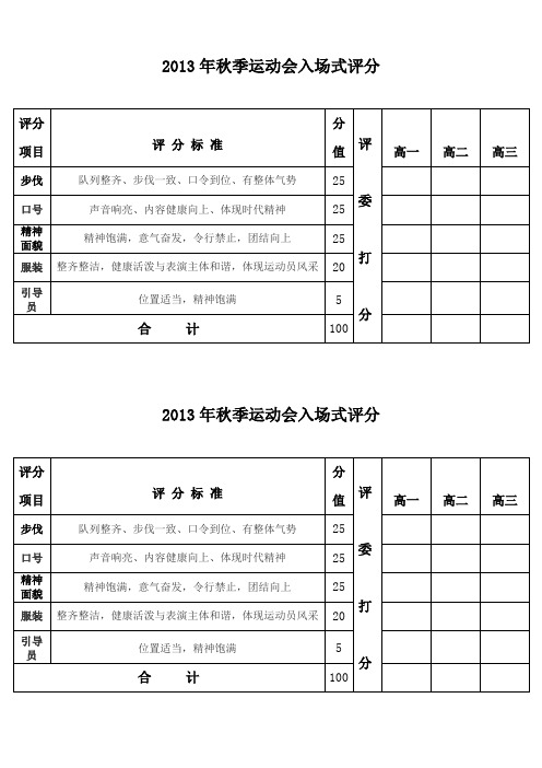 运动会入场式评分