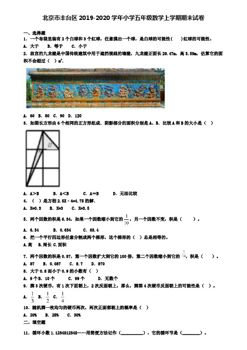 北京市丰台区2019-2020学年小学五年级数学上学期期末试卷