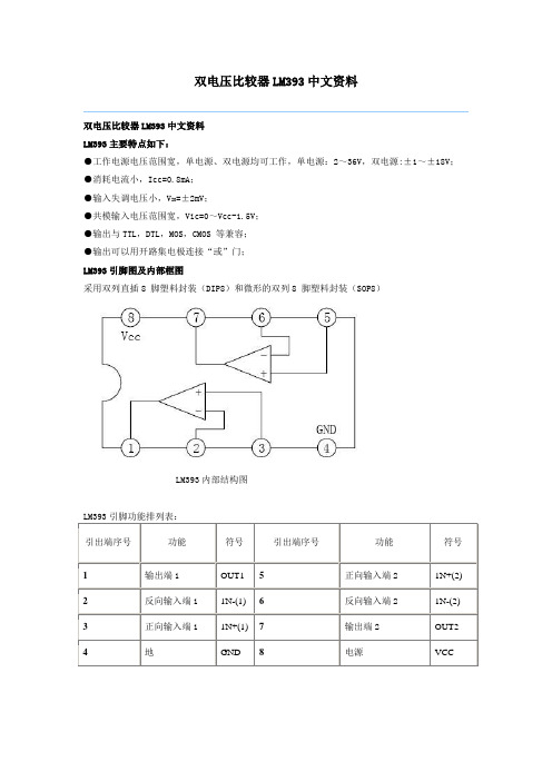 双电压比较器LM393中文资料