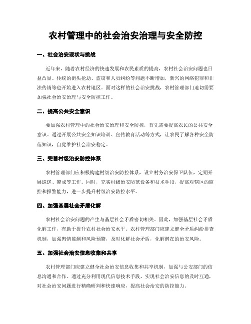 农村管理中的社会治安治理与安全防控