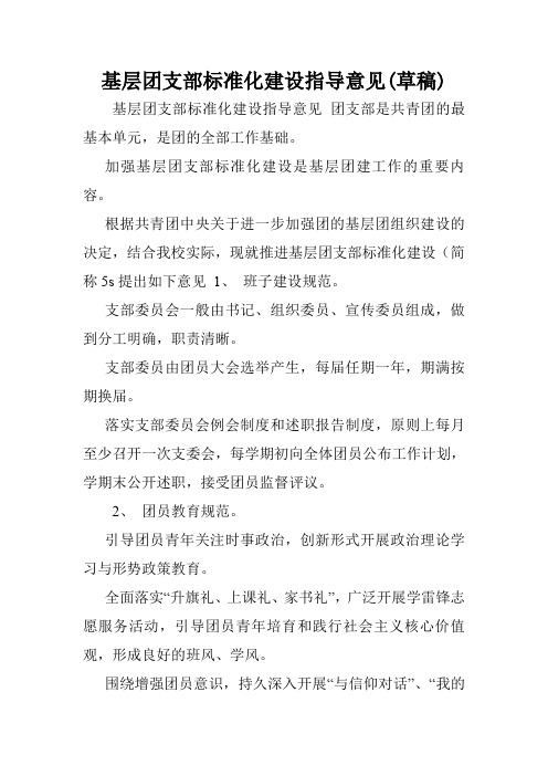 基层团支部标准化建设指导意见(草稿).doc
