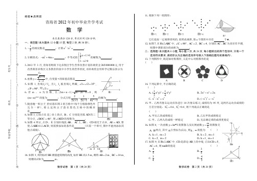 青海省中考数学试卷有答案