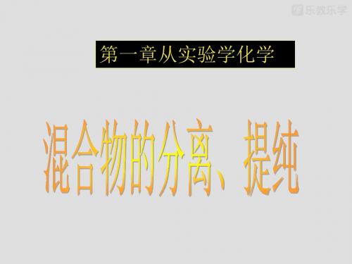 人教版高中化学必修一课件第一节2混合物的分离和提纯