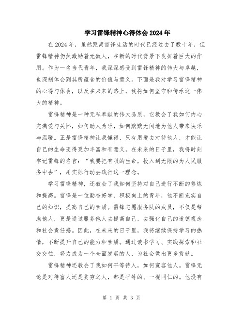 学习雷锋精神心得体会2024年