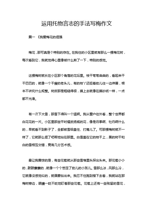 运用托物言志的手法写梅作文