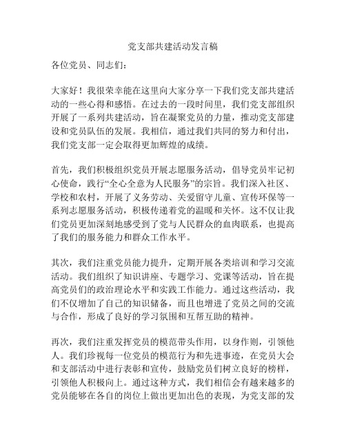 党支部共建活动发言稿