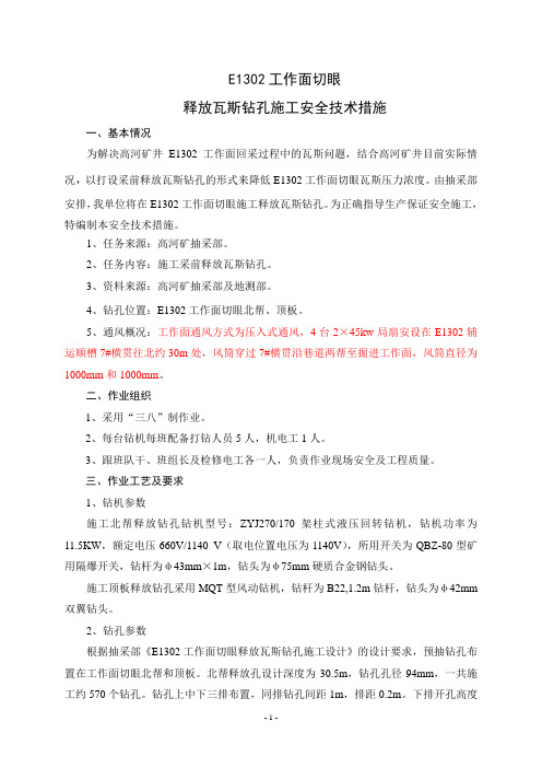 E1302切眼释放钻孔