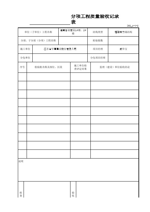 分项工程质量验收记录表