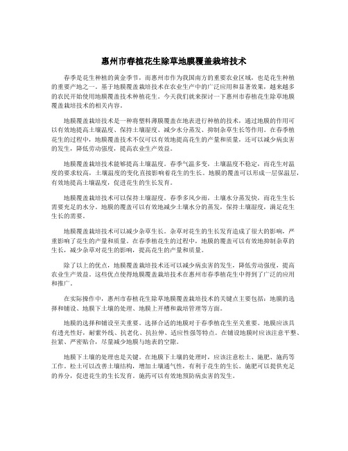 惠州市春植花生除草地膜覆盖栽培技术