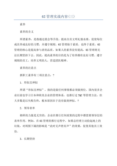 6S管理实战内容(三)
