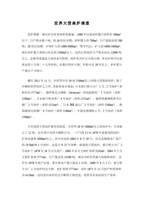 世界大型高炉调查