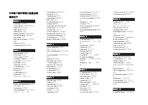 (完整word版)六年级下册外研版三起重点短语和句子1