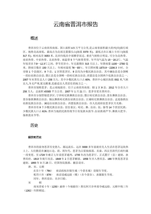 云南省普洱市报告