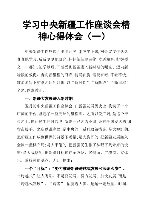 学习中央新疆工作座谈会精神心得体会一