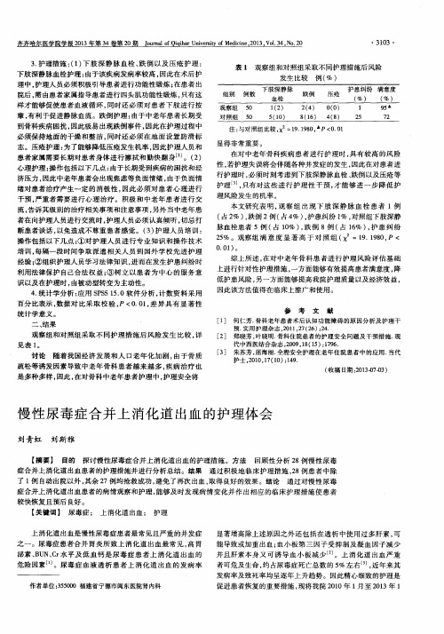 慢性尿毒症合并上消化道出血的护理体会