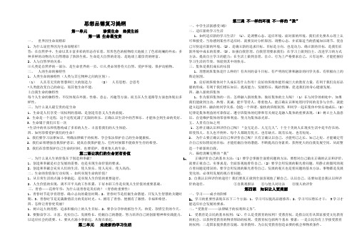 思想品德复习提纲[1](山东扳七年级上)