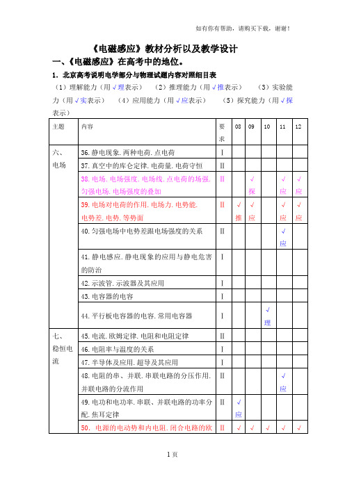 电磁感应教材分析以及教学设计