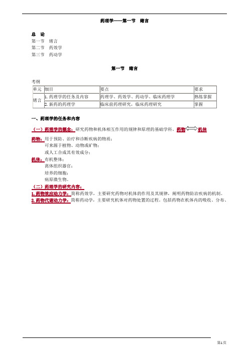 主管药师-专业知识-药理学-绪言(3页)