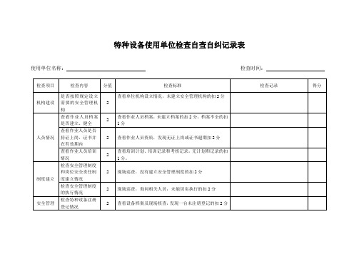 特种设备使用单位检查记录表