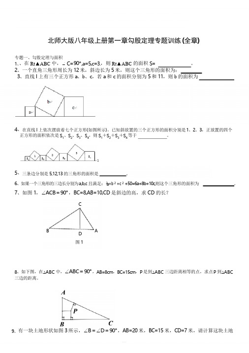 北师大版八年级数学上册第一章勾股定理专题训练(全章)