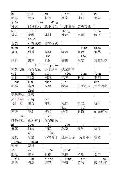 八上语文人教版字词带拼音