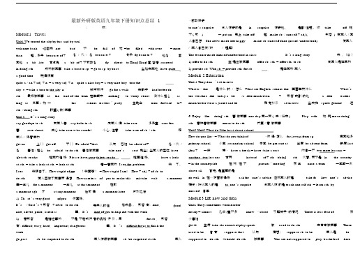 外研版本英语初中九年级的下册的学习知识点总结.docx