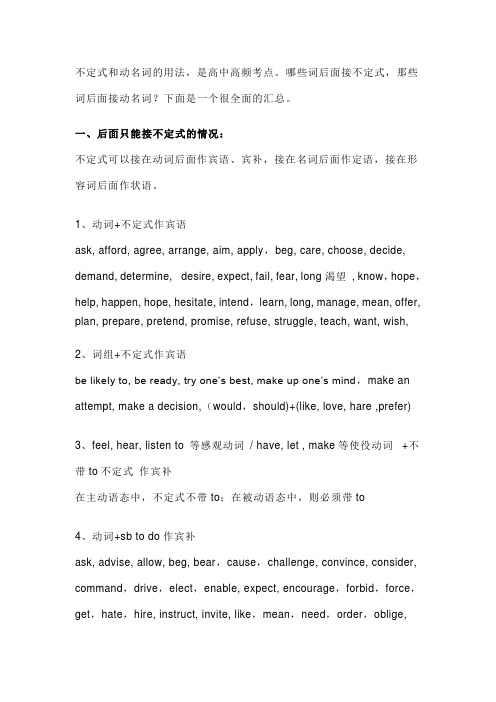 高中英语---动名词和动词不定式接在哪些词语的后面-详情归纳
