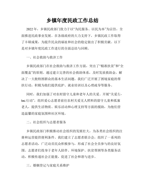 乡镇年度民政工作总结