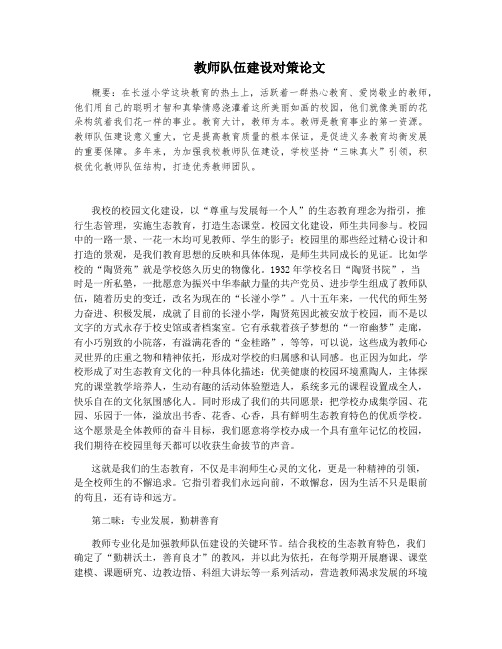 教师队伍建设对策论文