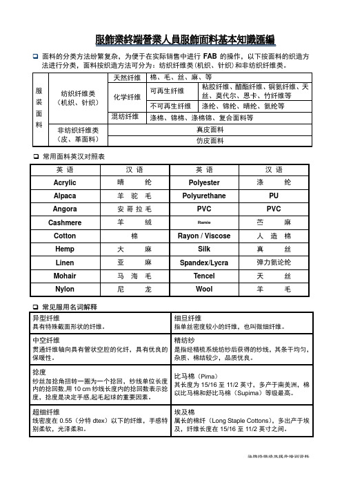 最全最新的服装面料知识整理
