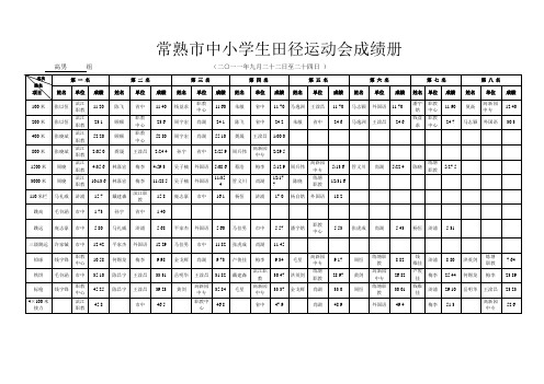 常熟市中小学生田径运动会成绩册(高男 )