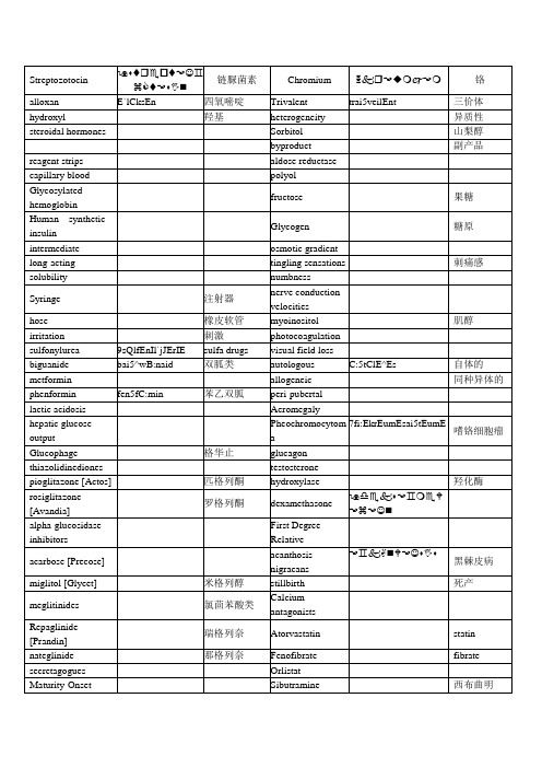 内分泌专业医学英语常用词汇