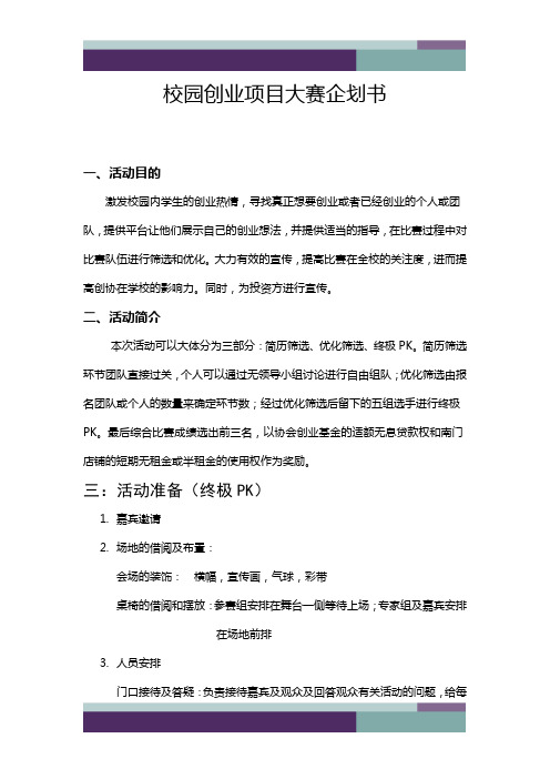 校园创业项目大赛企划书(1)