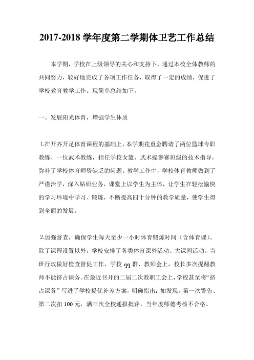 2017-2018体卫艺工作总结
