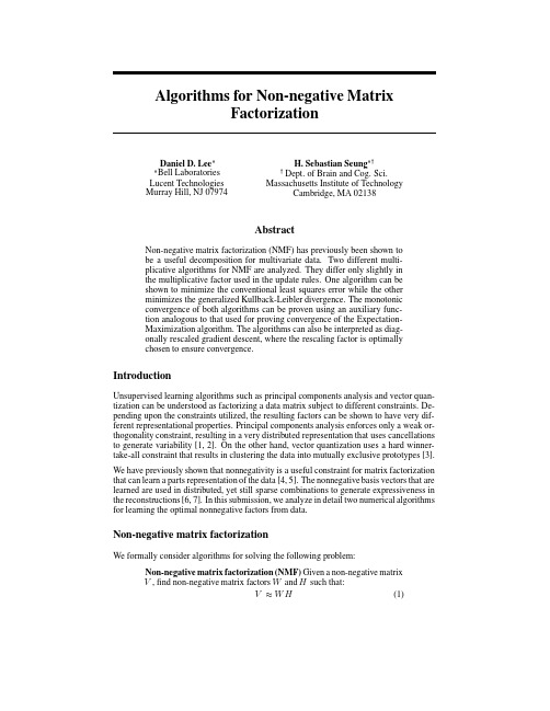 Introduction Algorithms for Non-negative Matrix Factorization