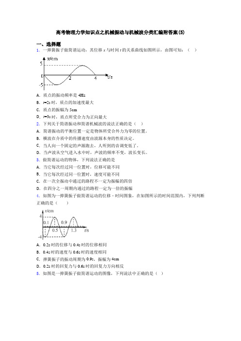 高考物理力学知识点之机械振动与机械波分类汇编附答案(5)