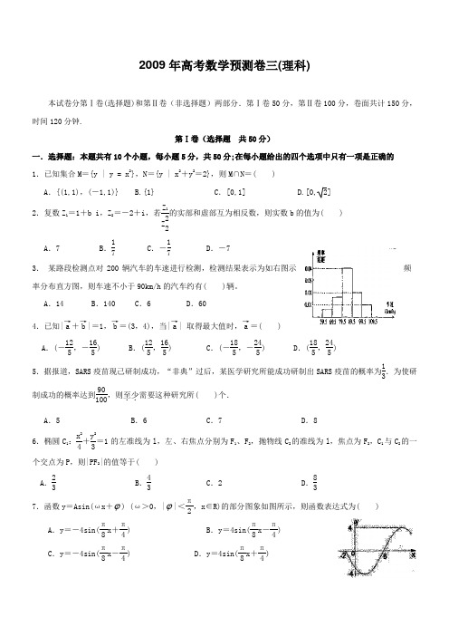 测评网2009年高考数学预测卷三(理科