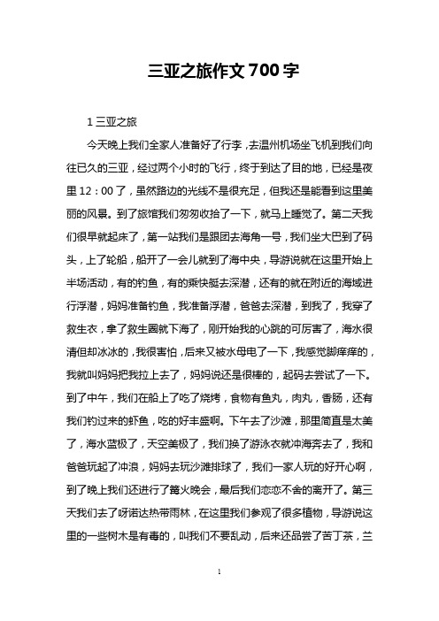 三亚之旅作文700字